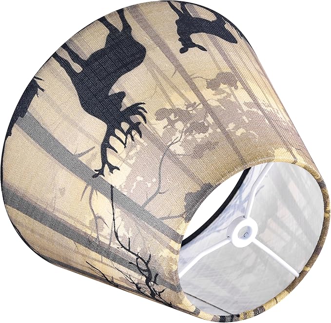 GO&SO Small Multi-Yellow Lamp Shades Art Deco,5"× 9"× 6.4" Spider Set of 2 Mini Deer Lampshades for Table Lamps & Wall Lamp,Bell Vintage Silhouette Animal Print Lamp Shade Replacemnt for Bedroom