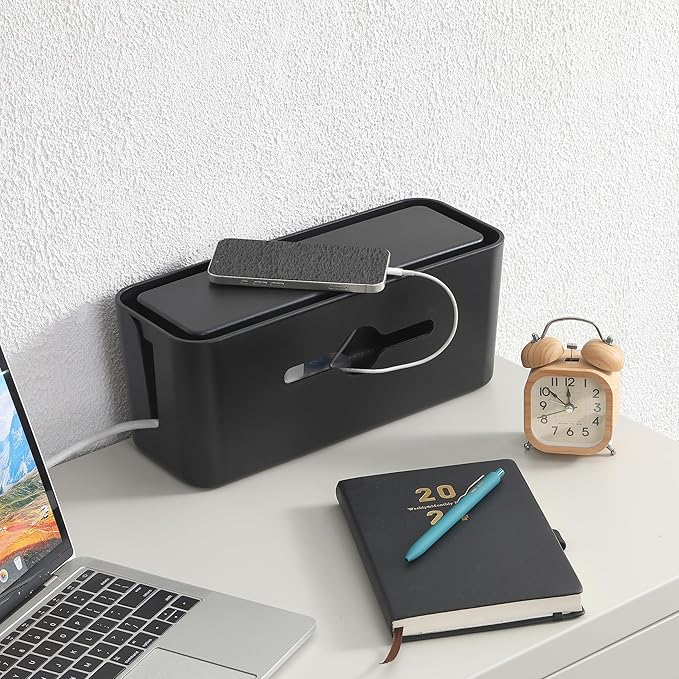 Bates- Cable Management Box, Large, Cable Organizer Box, Cord Organizer Box, Cable Box Organizer, Cord Management Box, Cord Hider Box, Cord Box for Wires on Floor, Power Strip Cover Box Baby Proof