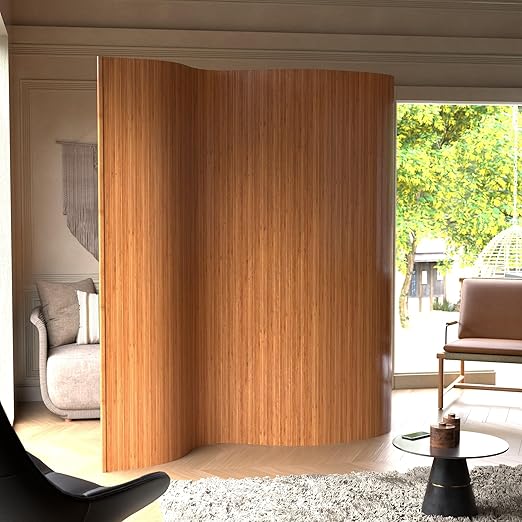Red Lantern 7 ft. Tall Bamboo Wave Screen - Natural