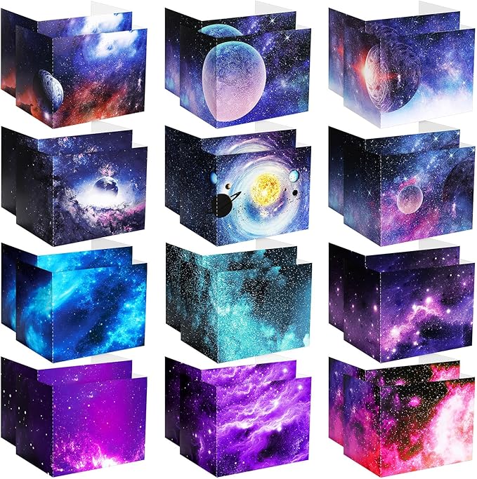 SATINIOR 24 Pcs Privacy Folders for Students, Desk Dividers for Classroom Testing, Student Privacy Boards Classroom Must Have, 12 Colors Study Panel for School Teacher Supplies(Galaxy Style)