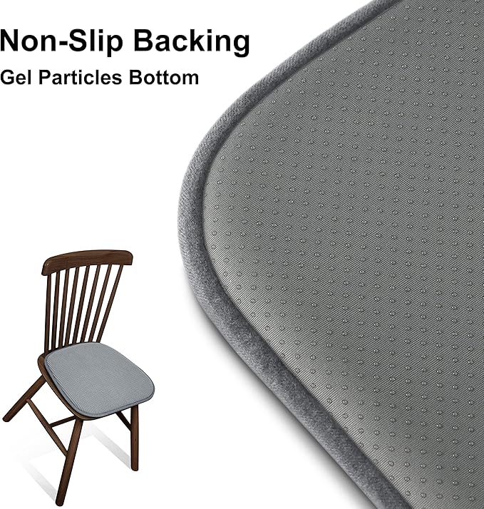 Shinnwa Dining Chair Cushions 6 Pack, Non Slip Indoor Chair Pads, U-Shaped Kitchen Seat Cushions, Set of 6, 15 x 16 Inches, Grey