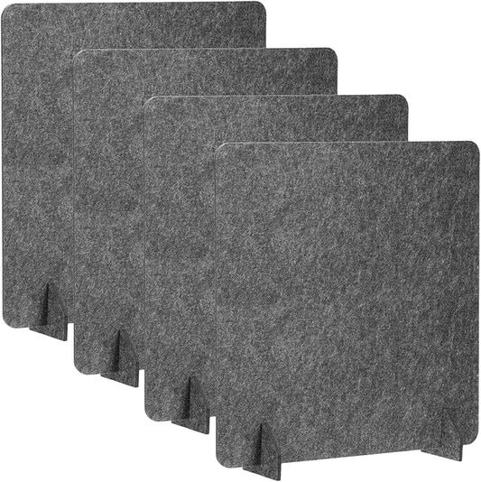 PATIKIL Desk Dividers 24" x 24", 4 Pack Desk Privacy Panel Freestanding Noise Reducing Partition Acoustic Panel with 2Pcs Support Feet for Testing Office Home Library, Dark Gray Style A