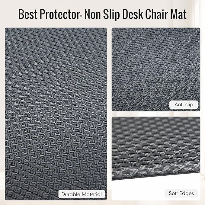 Office Chair Mat for Hard Floors,36"x55" Anti-Slip Waterproof Hardwood Floor Chair Mat,Heavy Duty Floor Protector Rolling Chairs for Home Office(Black)