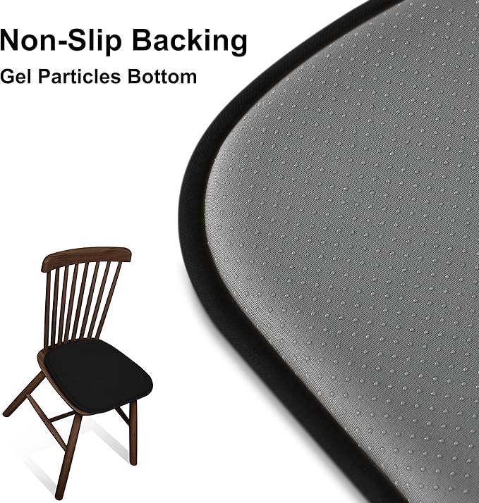 Shinnwa Dining Chair Cushions 2 Pack, Non Slip Indoor Chair Pads, U-Shaped Kitchen Seat Cushions, Set of 2, 15 x 16 Inches, Black