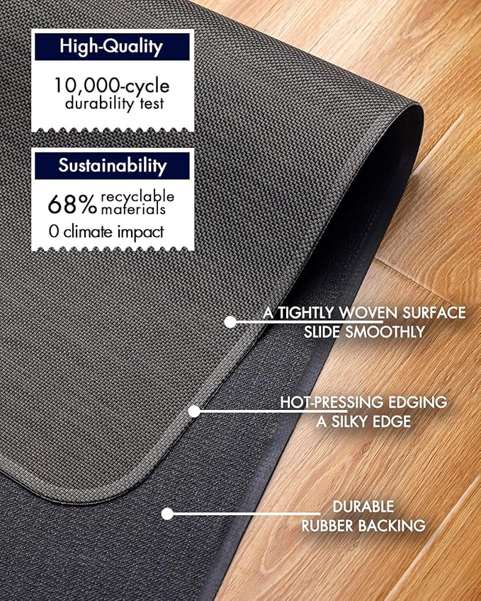 Office Chair Mat for Hardwood Floor Under Desk Computer Rolling Chair Mat for Wood/Tile Floor Non-Slip Heavy Duty Desk Rug PVC Plastic Hard Floor Protector 36" x 48" (Espresso)