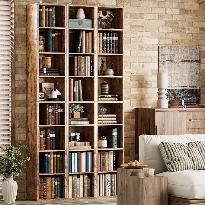 IRONCK Tall Narrow Bookshelf 8 Tiers, Compact Corner Bookcase, Floor Standing Display Storage Shelves 71 in Tall, Easy to Match for Living Room, Office, Study, Bedroom