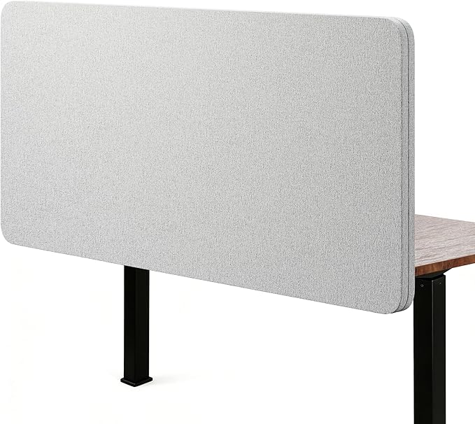 Desk Privacy Panel 24 x 60 Inch, Sound Absorbing & Proof Desk Divider for Office, Clamp-on/Screw-on Acoustic Desk Back Panel Partition, Gray
