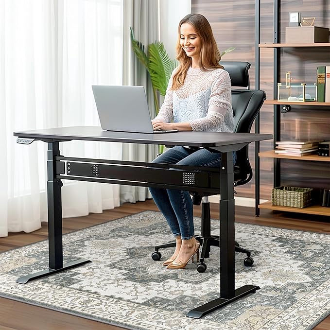 36"x48" Office Chair Mat for Hardwood Tile Floor, Under Desk Carpet Protector for Rolling Computer Chair Mat, Machine Washable Area Rug, Anti-Slip 1/5" Thick Low Pile Thin Vinyl Floor Mat, Grey