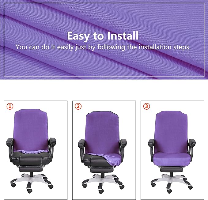 SARAFLORA Office Chair Cover- Large, Light Purple- Removable Computer Chair Covers for with Zipper for Universal Rotating Chair Desk Chairs Cover High Chair Seat Washable Protector for Pet