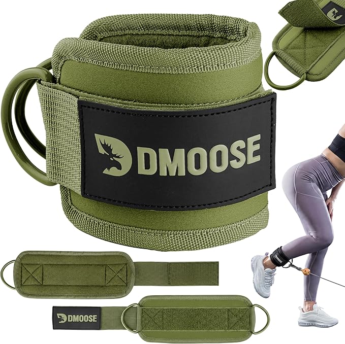 DMoose Fitness Ankle Strap for Cable Machine - One Size Fit with Premium Padding Cuffs, Ankle Bands for Working Out, Booty Workouts, Leg Extension, Hip Abductors, Kickbacks & Lower Body Exercises