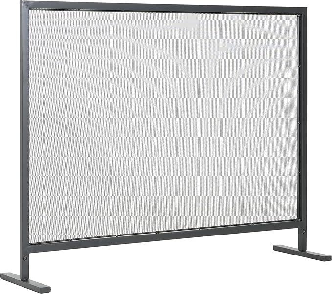 Christopher Knight Home Suho 1-Panel Iron Fireplace Screen, Durable Fire Spark Guard with Wrought Metal Decorative Mesh, Rectangular Fire Place Gate Protector for Living Room, 38" x 30", Black
