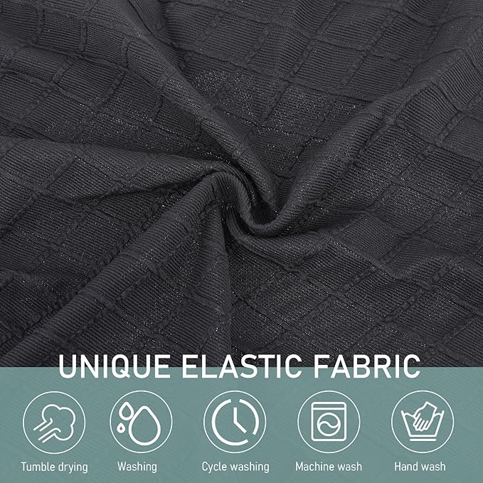 KALIONE Office Chair Cover Desk Chair Seat Cover, Elastic Stretch Chair Slipcovers Dining Room Desk Seat Cover, Removable Chair Seat Cushion Protector Slipcovers Kitchen Chair Protective(Black)