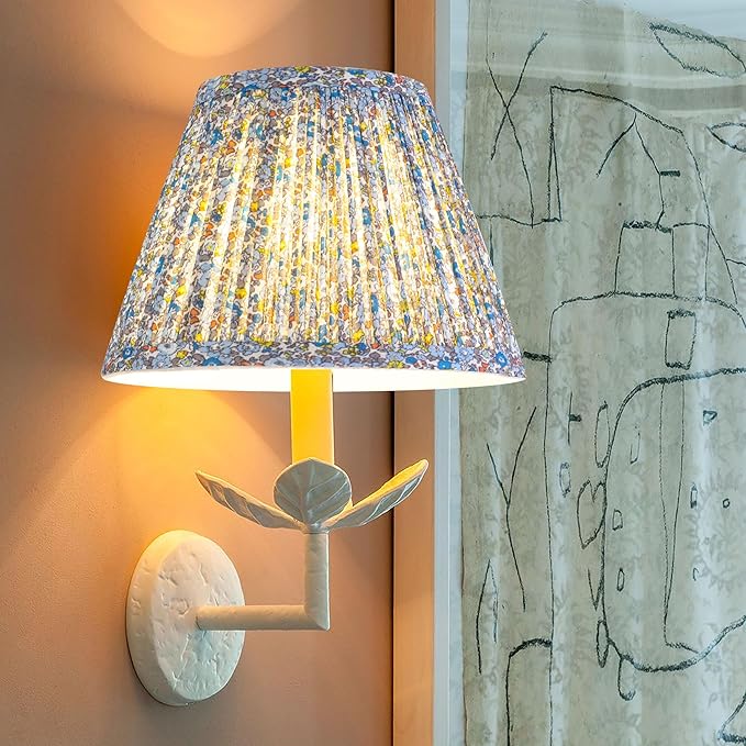 GO&SO Floral Pleated Lamp Shade Set of 1 Small Mini, 5"Top × 9"Bottom × 6.4"High Spider Lampshades for Table Lamps and Bedroom, Fabric Lamp Shades Replacement (Clip Lamp Adapter Holder Not Included)