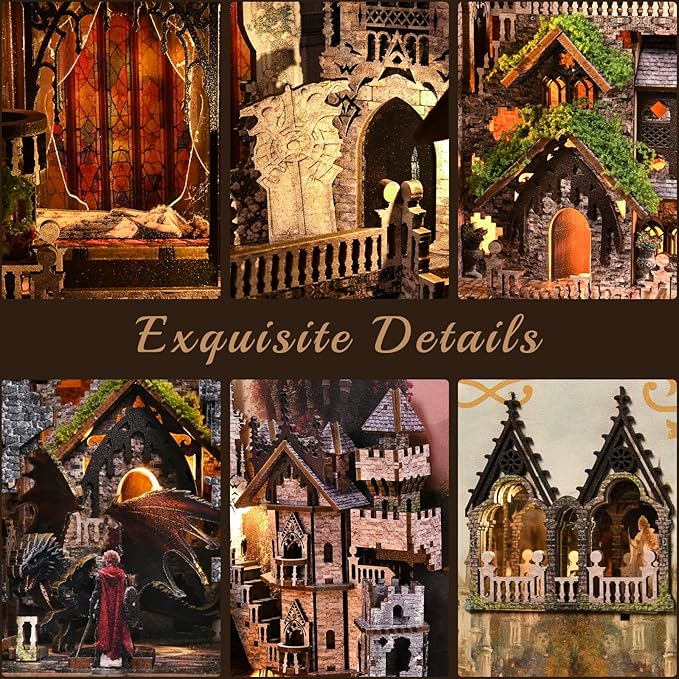 MiniCity Book Nook Kit, DIY Scene Miniature House Kit Tiny House Mini Booknook Craft Bookshelf Decor, 3D Puzzles for Adults, Scale Model Building for Book Lovers (Sleeping Beauty)