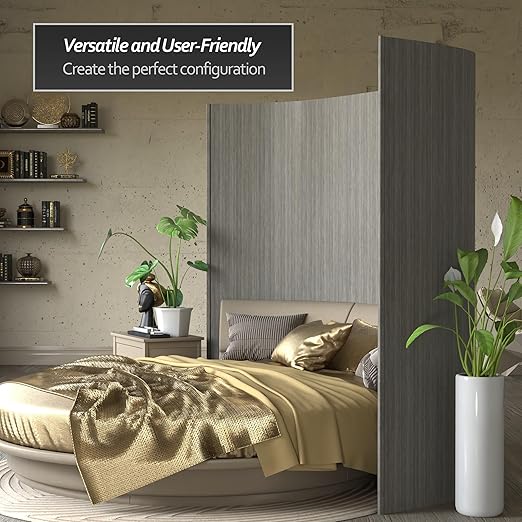 Red Lantern 7 ft. Tall Bamboo Wave Screen - Grey