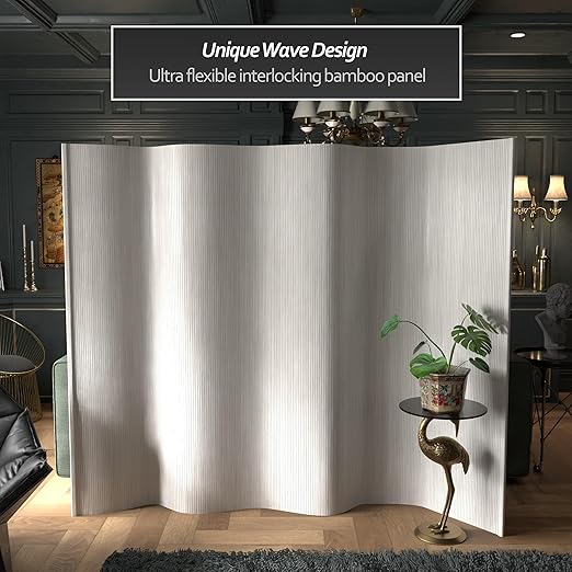 6 ft. Tall Bamboo Wave Screen - Rustic White