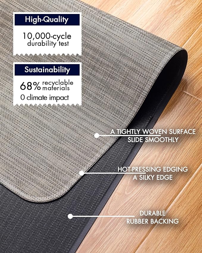 Office Chair Mat for Hardwood Floor Under Desk Computer Rolling Chair Mat for Wood/Tile Floor Non-Slip Heavy Duty Desk Rug PVC Plastic Hard Floor Protector 48" x 60" (Soapstone)