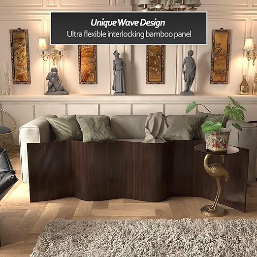 Red Lantern 2 ft. Short Bamboo Wave Screen - Dark Mocha