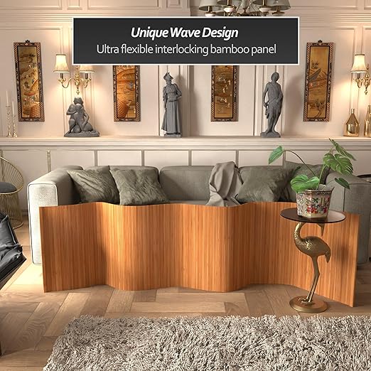 Red Lantern 2 ft. Short Bamboo Wave Screen - Natural