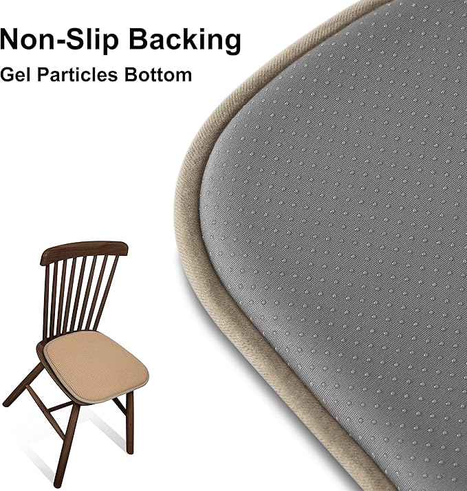 Shinnwa Kitchen Seat Cushions Set of 2, Non Slip Dining Chair Cushions, U-Shaped Indoor Chair Pads, 2 Pack, 15 x 16 Inches, Brown
