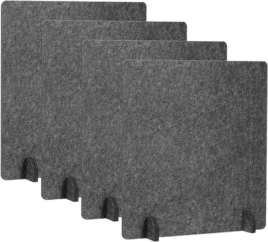 PATIKIL Desk Dividers 24" x 24", 4 Pack Desk Privacy Panel Freestanding Noise Reducing Partition Acoustic Panel with 4Pcs Support Feet for Testing Office Home Library, Dark Gray Style C