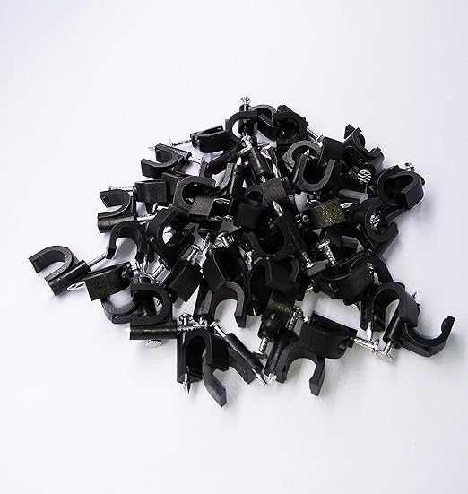 100 Pack Nail in Cable Clips Ethernet Cable Nails Tacks Clips 8mm for Electrical, Ethernet, Dish Wire, Coax Cable, RG6, RG59, CAT6, RJ45 Cable