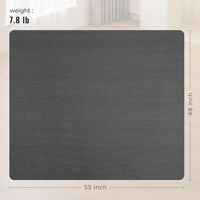 Office Chair Mat for Hard Floors,48"x55" Anti-Slip Waterproof Hardwood Floor Chair Mat,Heavy Duty Floor Protector Rolling Chairs for Home Office(Grey)