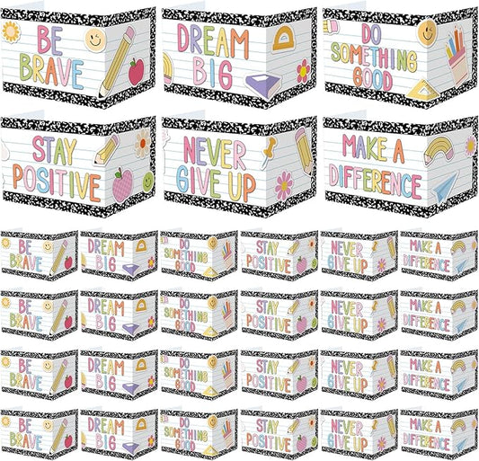 Honoson 24 Pcs Bulk Inspirational Privacy Folders for Students Cardboard Test Privacy Boards Motivational Words Desk Dividers Shield for Classroom School Study Supplies, 6 Styles(Composition)