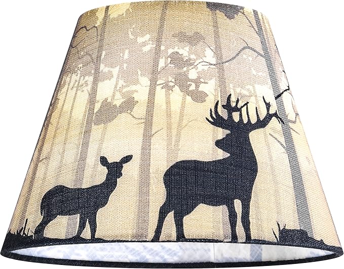 GOSO 9" Small Lamp Shade,Multi-Yellow Deer Lampshade for Table Lamps & Wall Lamps,5"× 9"× 6.4" (Spider) Bell Vintage & Art Decor Animal Print Lamp Shades Replacemnt for Bedroom/Bedside,1 Pack