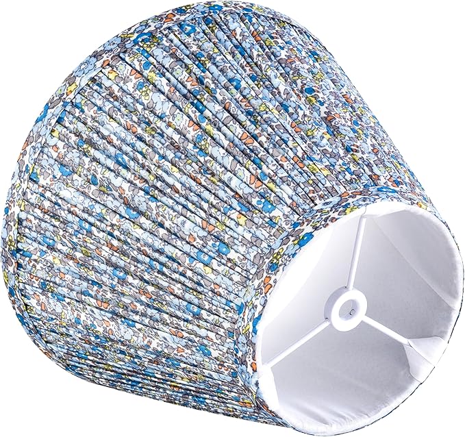 GO&SO Floral Pleated Lamp Shade Set of 1 Small Mini, 5"Top × 9"Bottom × 6.4"High Spider Lampshades for Table Lamps and Bedroom, Fabric Lamp Shades Replacement (Clip Lamp Adapter Holder Not Included)