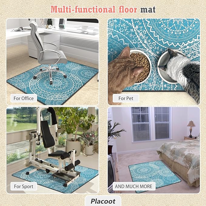 Heavy Duty Office Chair Mat for Carpet and Hardwood Floor Bohemian Desk Chair Mat Rug 36'' x 48'' Jacquard Woven Surface Floor mats for Office Home