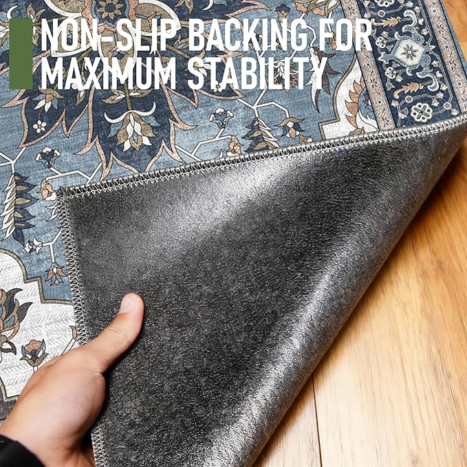 36"x48" Office Chair Mat for Hardwood, Under Desk Chair Mat for Home Office, Anti-Slip Office Rugs for Rolling Chairs, Floor Protector Washable Rugs Blue