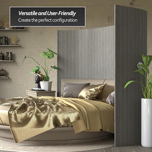 Red Lantern 6 ft. Tall Bamboo Wave Screen - Grey