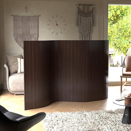 Red Lantern 4 ft. Short Bamboo Wave Screen - Dark Mocha
