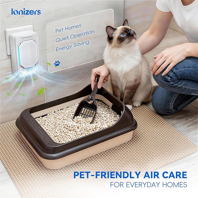 Air Purifiers for Home Pets (2 Pack), Air Ionizers Plug In for Bedroom, Office & Kitchen, Portable Quiet Odor Reducer for Pets, Smoke, Dust & Pollen, Air Freshener, Easy to Use, Low Noise