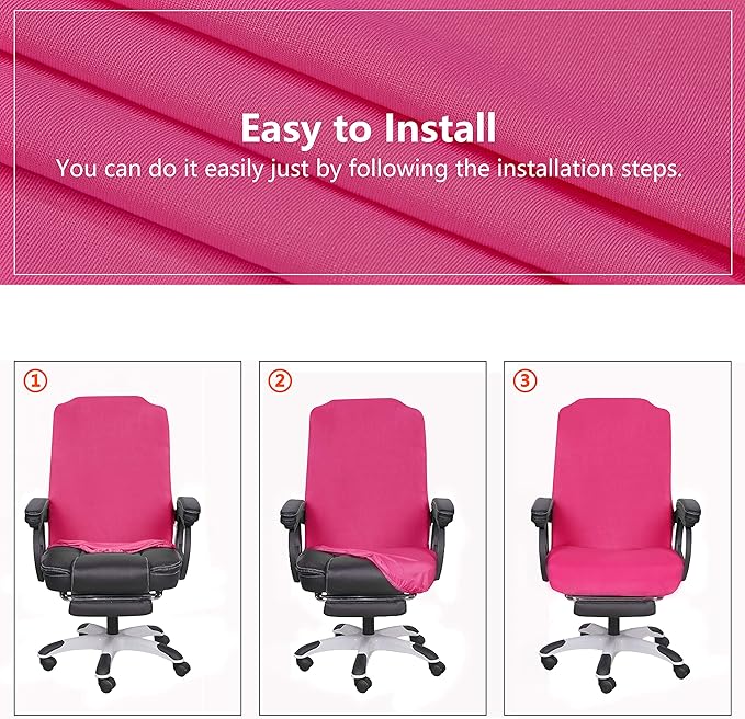 SARAFLORA Office Chair Cover- Medium, Dark Pink- Removable Computer Chair Cover for Office Chair with Zipper for Universal Rotating Chair Desk Chair Cover Chair Seat Washable Protector for Pet