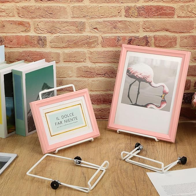 Kenning 24 Pack Adjustable Plate Stands for Display 7.1 Inch White Metal Foldable Easel Book Display Stands Bulk Decorative Plate Holders for Platter Frame Photo Tabletop Art(Double Corners)