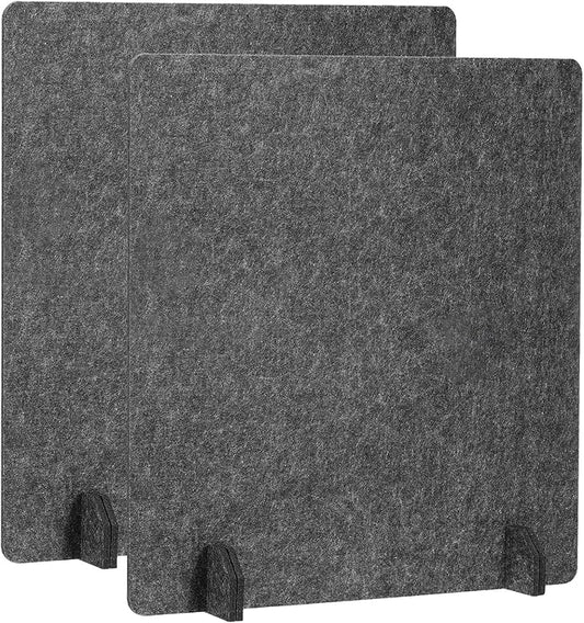 PATIKIL Desk Dividers 24" x 24", 2 Pack Desk Privacy Panel Freestanding Noise Reducing Partition Acoustic Panel with 4Pcs Support Feet for Testing Office Home Library, Dark Gray Style C