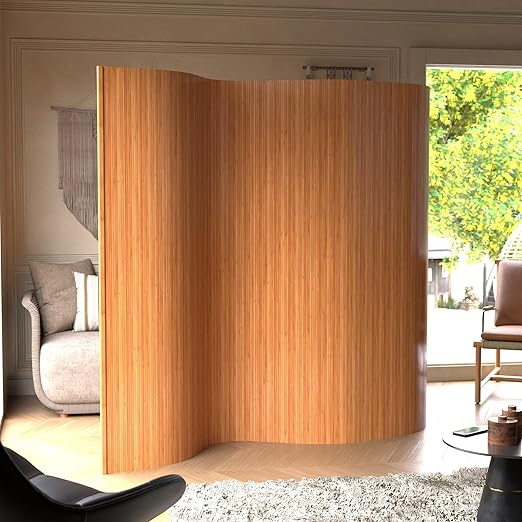Red Lantern 6 ft. Tall Bamboo Wave Screen - Natural