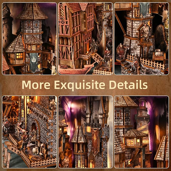 fifijoy Viking Book Nook Kit - DIY Miniature House Dollhouse Kit for Adults Teens, Booknook Tiny House Bookshelf Insert Decor 3D Wooden Puzzle, Gifts for Family, Friends (Voyage Through the Storm)