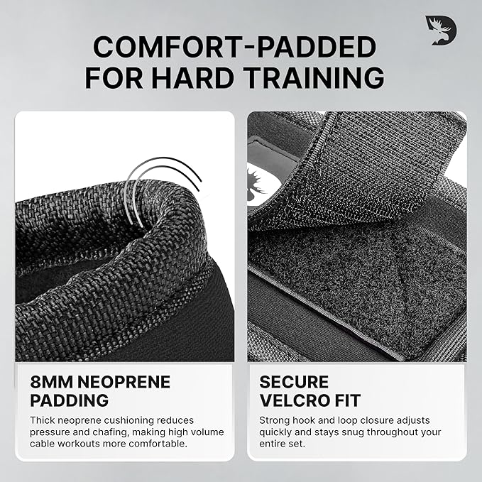 DMoose Fitness Ankle Strap for Cable Machine - One Size Fit with Premium Padding Cuffs, Ankle Bands for Working Out, Booty Workouts, Leg Extension, Hip Abductors, Kickbacks & Lower Body Exercises
