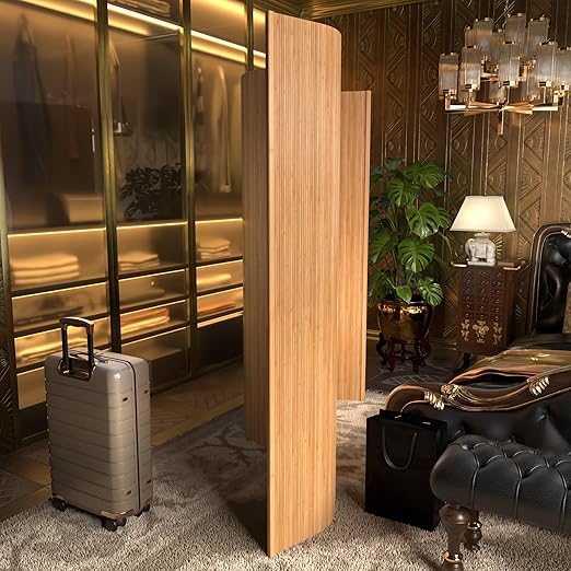 Red Lantern 6 ft. Tall Bamboo Wave Screen - Honey