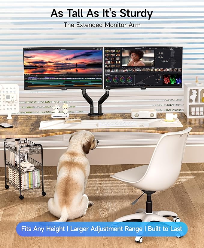 BIZUM Dual Monitor Stand for 17″-42", Heavy Duty Ultrawide Monitor Arm Dual-Monitor Mount VESA Mount with Clamp/Grommet Base, Holds 33.1lbs per Arm, Black