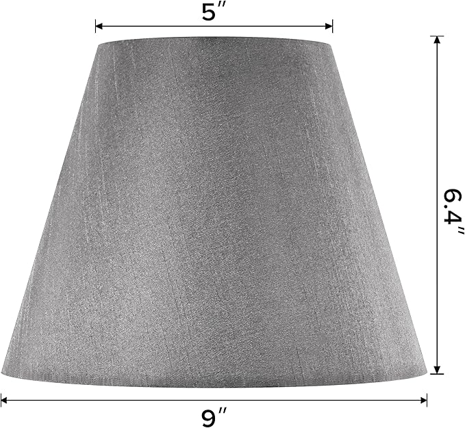 GOSO Gray Lamp Shades Set of 2 Small- 5×9×6.4inch(Spider) Drum Lamp Shade Natural Faux Silk Lampshades for Table Lamps Replacement No Assembly Required-Modern Bell