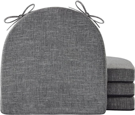 IPYNBAP Chair Cushions for Dining Chairs, Kitchen Chair Cushions, 16'' x 16'' x 2'', Non Slip Indoor Seat Cushions, Chair Pads for Dining Chairs with Ties & Removable Cover, Set of 4, Dark Grey