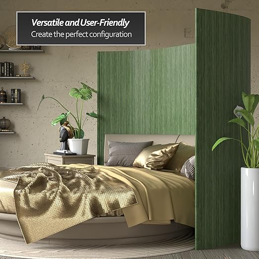 Red Lantern 6 ft. Tall Bamboo Wave Screen - Distressed Green