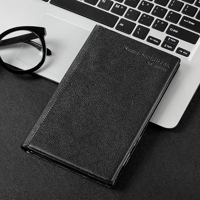 MaxGear Business Card Organizer Book, Holds 240 Cards, Portable PU Leather Business Card Holder with Clear Sleeves, Professional Card Binder for Office, Meetings, Networking, Black