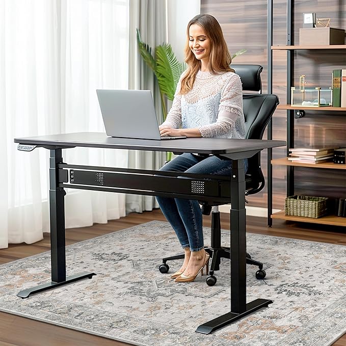 46"x60" Office Chair Mat for Hardwood Tile Floor, Under Desk Carpet Protector for Rolling Computer Chair Mat, Machine Washable Area Rug, Anti-Slip 1/5" Thick Low Pile Thin Vinyl Floor Mat, Taupe