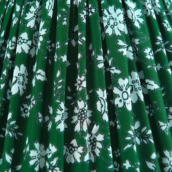 GO&SO Pleated Lamp Shades Set of 2 Small Mini, 5"×9"×6.4"(Spider) Farmhouse Floral- Soft Green Textured Fabric Crinkle Lamp Shade for Table Lamps and Wall Lamp Cafe Decor,Bell Lampshade Replacement