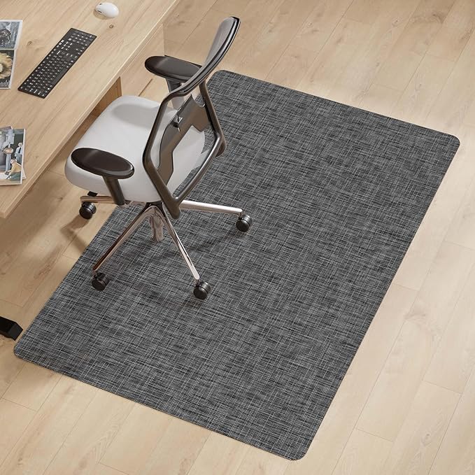 Office Chair Mat for Hardwood & Tile Floor, 45" x 53"Anti-Slip Desk Chair Mat, Easy Glide Floor Protector for Rolling Chairs, Floor Mat for Office Chair for Home Office (Dark Gery)